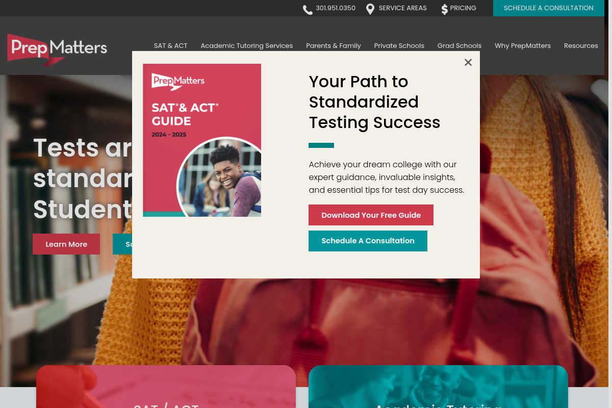 Screenshot of PrepMatters website