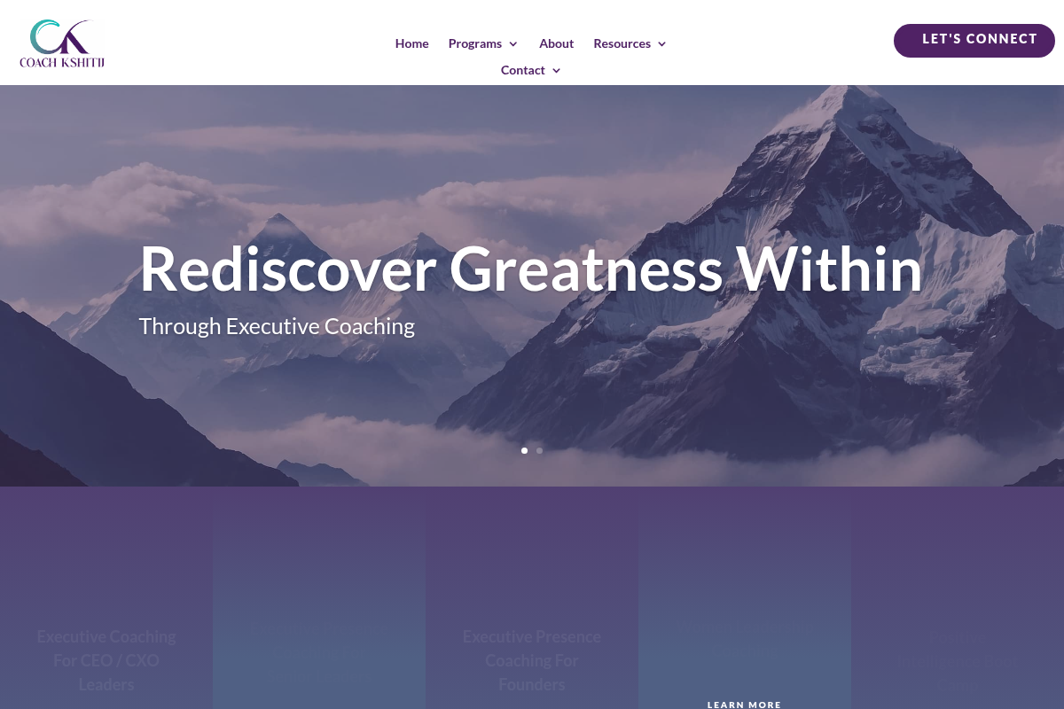 Screenshot of Coach Kshitij website