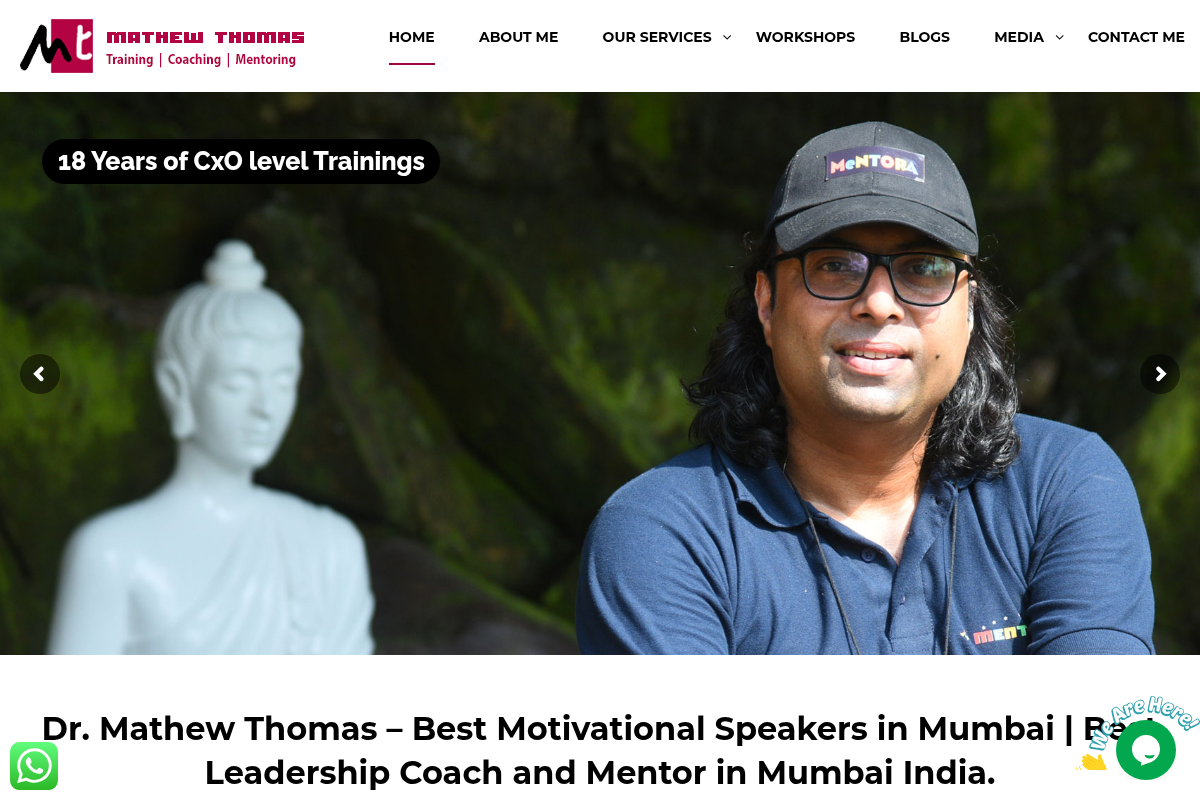 Screenshot of Mentora India (Dr. Mathew Thomas) website