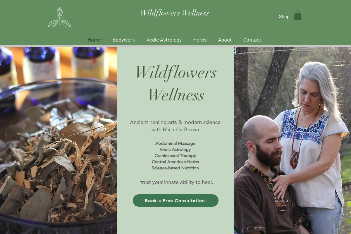 Screenshot of Wildflowers Wellness website