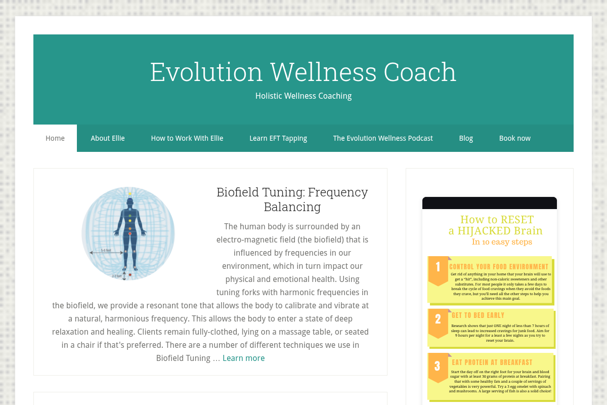 Screenshot of Evolution Wellness Coach website