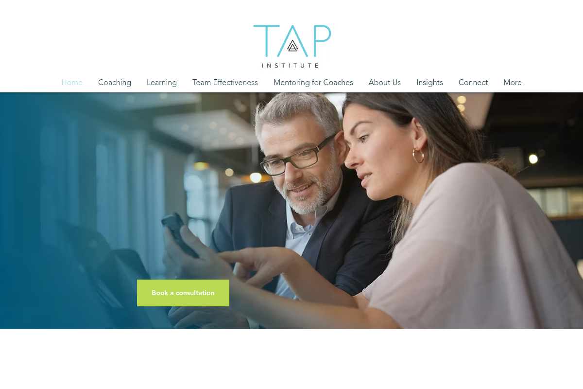 Screenshot of TAP Institute website