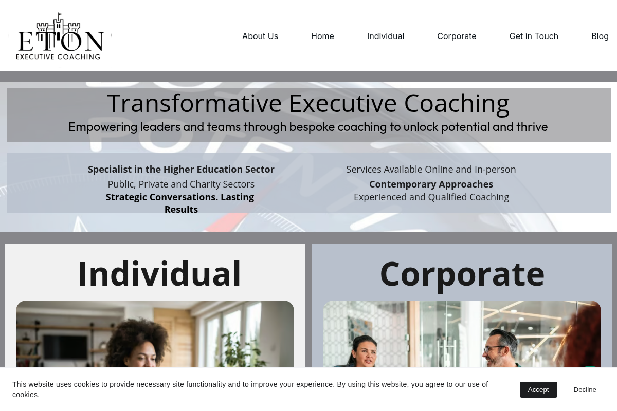 Screenshot of Eton Executive Coaching website