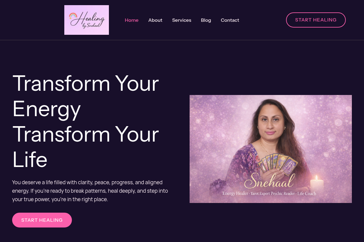 Screenshot of Snehaal Sherla Healing website