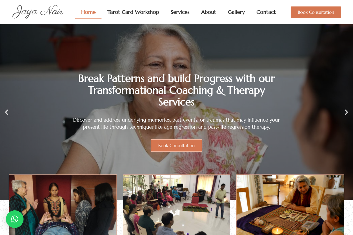 Screenshot of Jaya Nair Coaching website