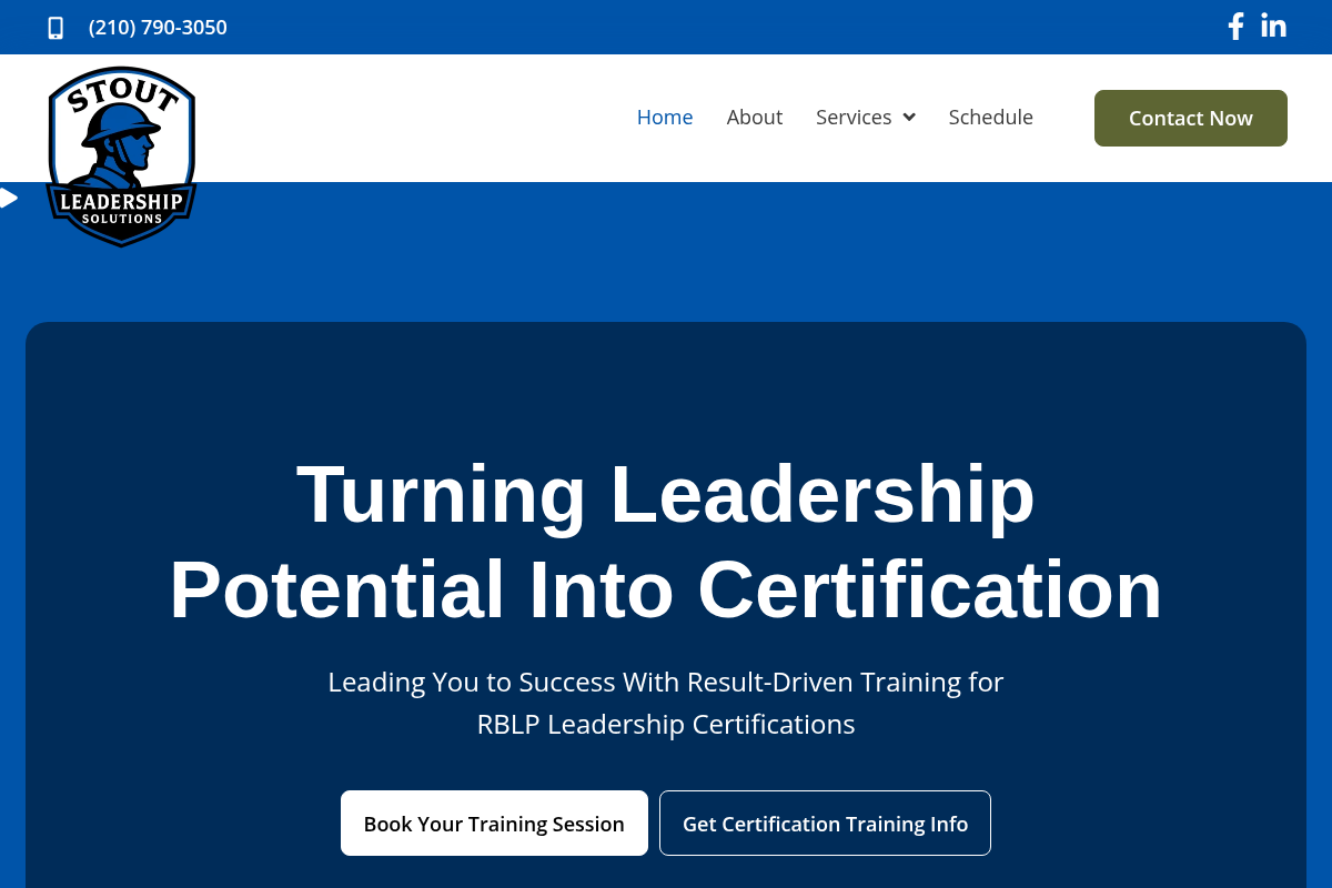 Screenshot of Stout Leadership Solutions website