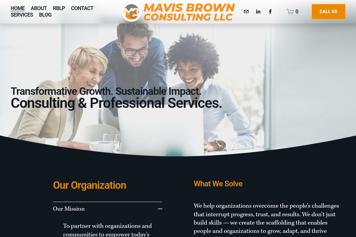 Screenshot of Mavis Brown Consulting website