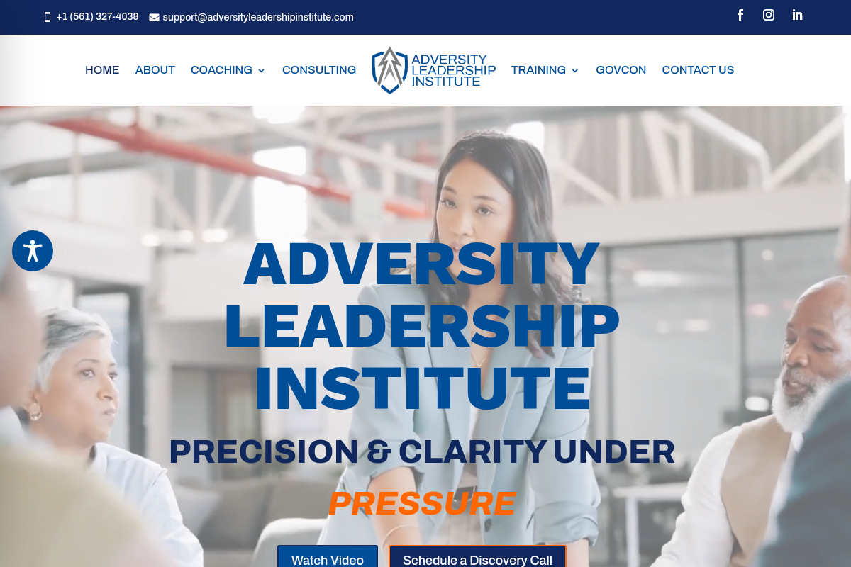 Screenshot of The Adversity Leadership Institute website