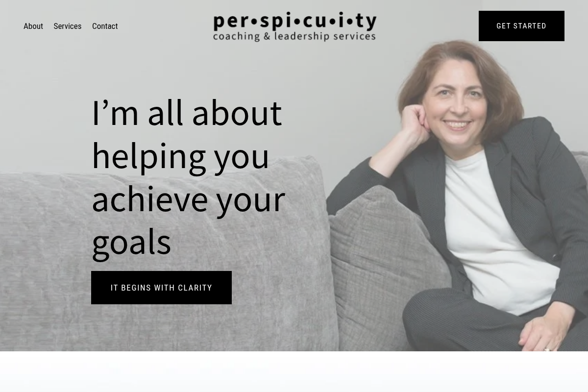Screenshot of Perspicuity Coaching website