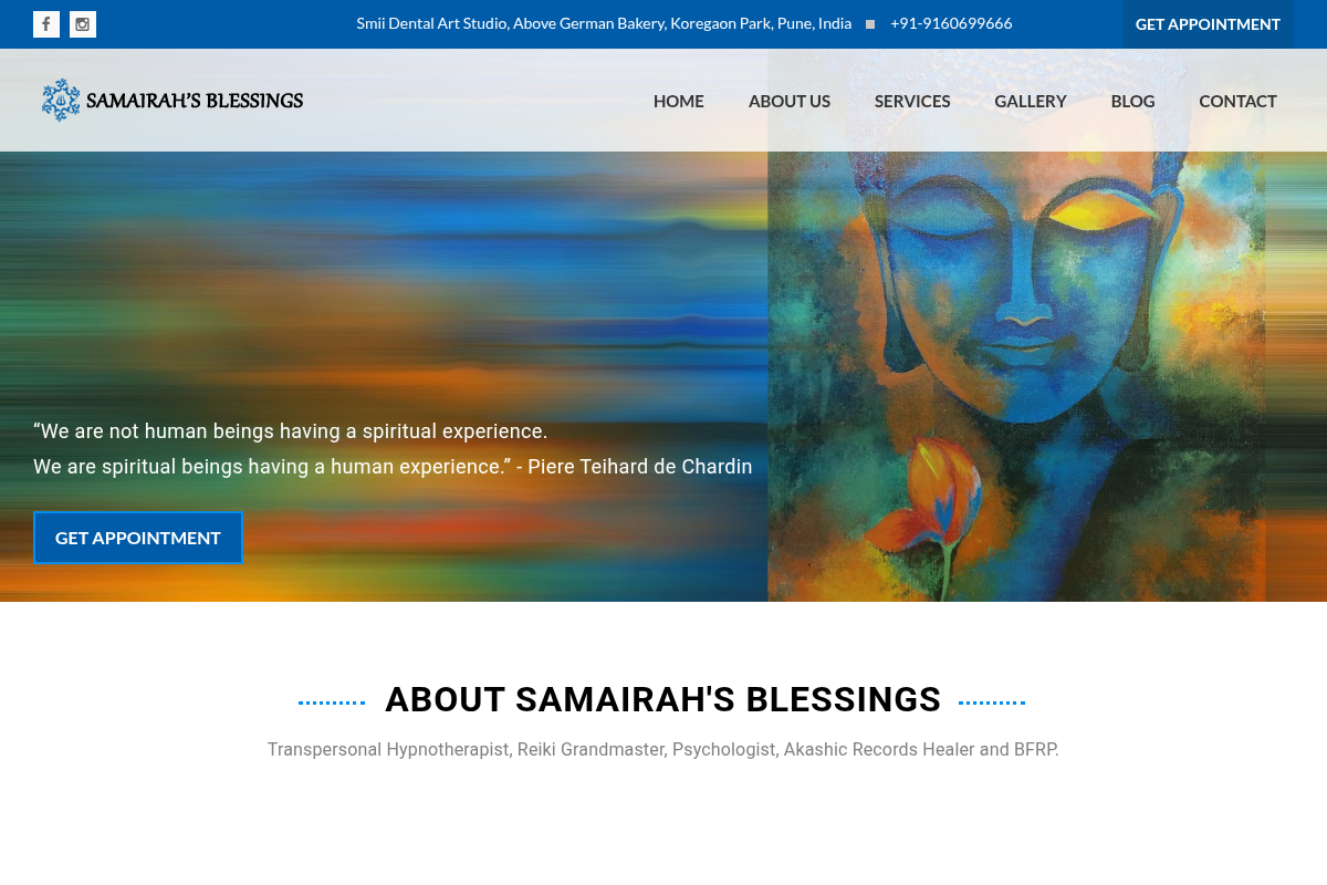 Screenshot of Samairah's Blessings website