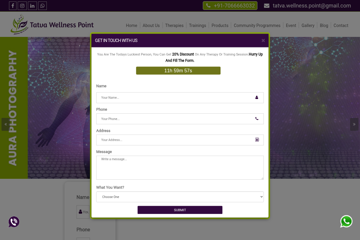 Screenshot of Tatva Wellness Point website