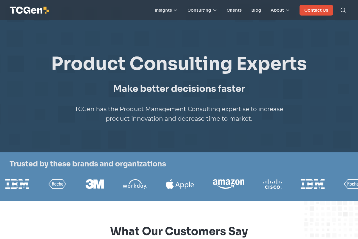 Screenshot of TCGen website
