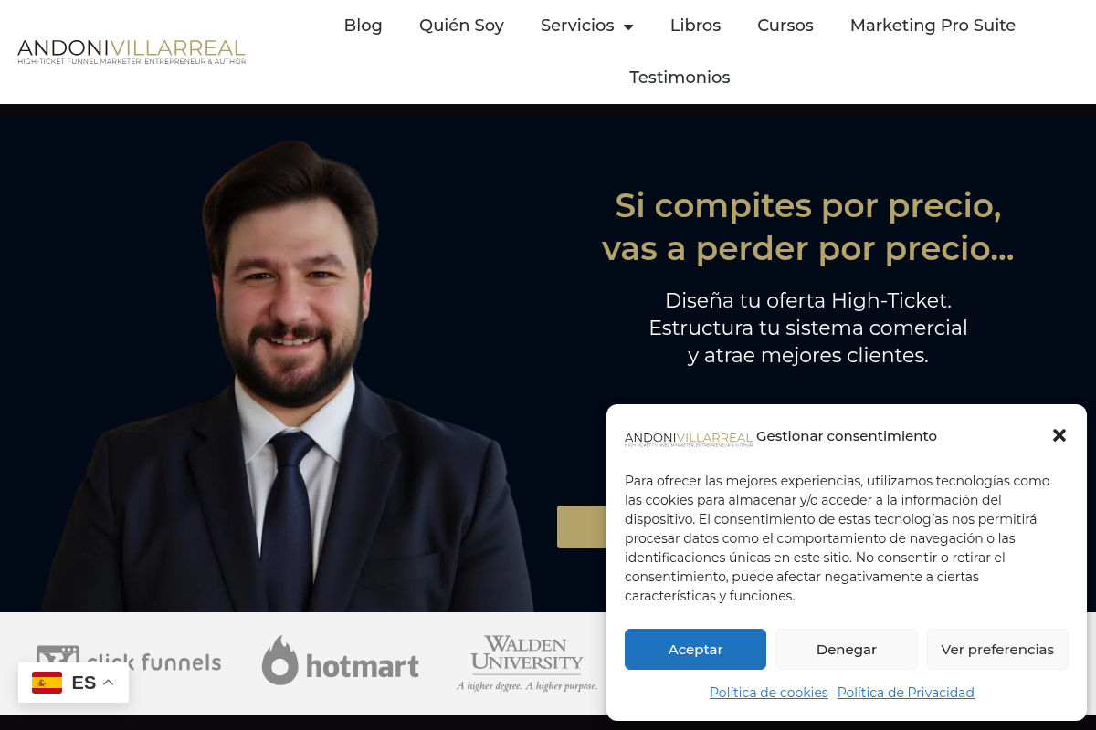 Screenshot of Andoni Villarreal website