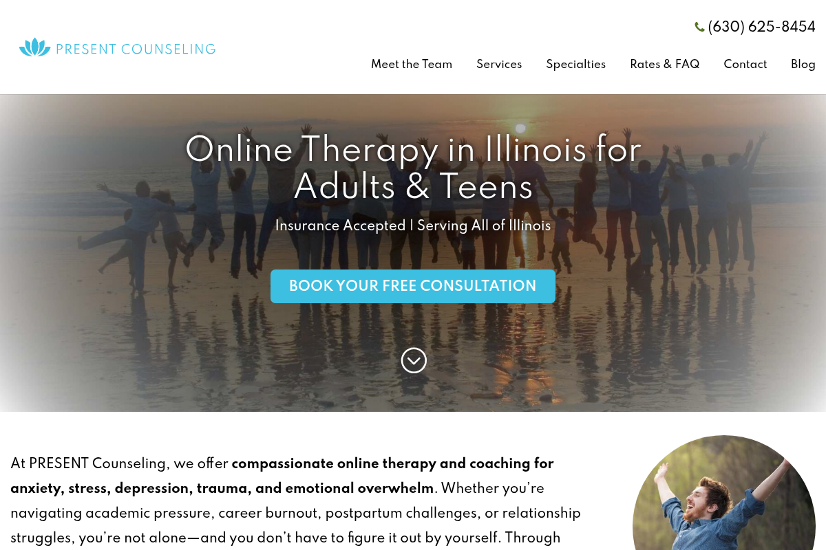Screenshot of The Present Counseling website
