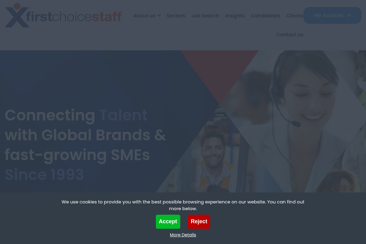Screenshot of First Choice Staff website