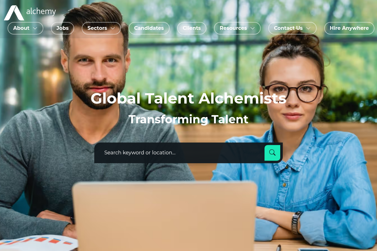 Screenshot of Alchemy Global Talent Solutions website