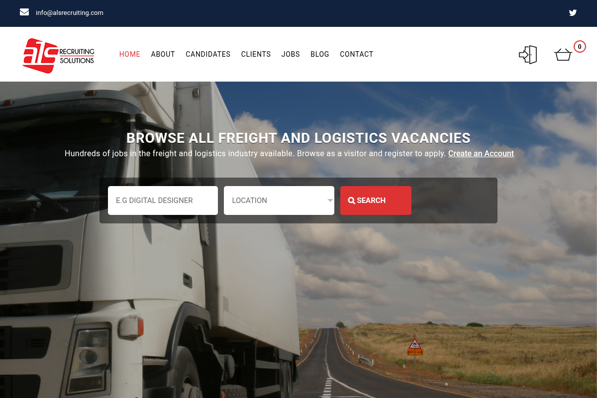 Screenshot of ALS Recruitment website