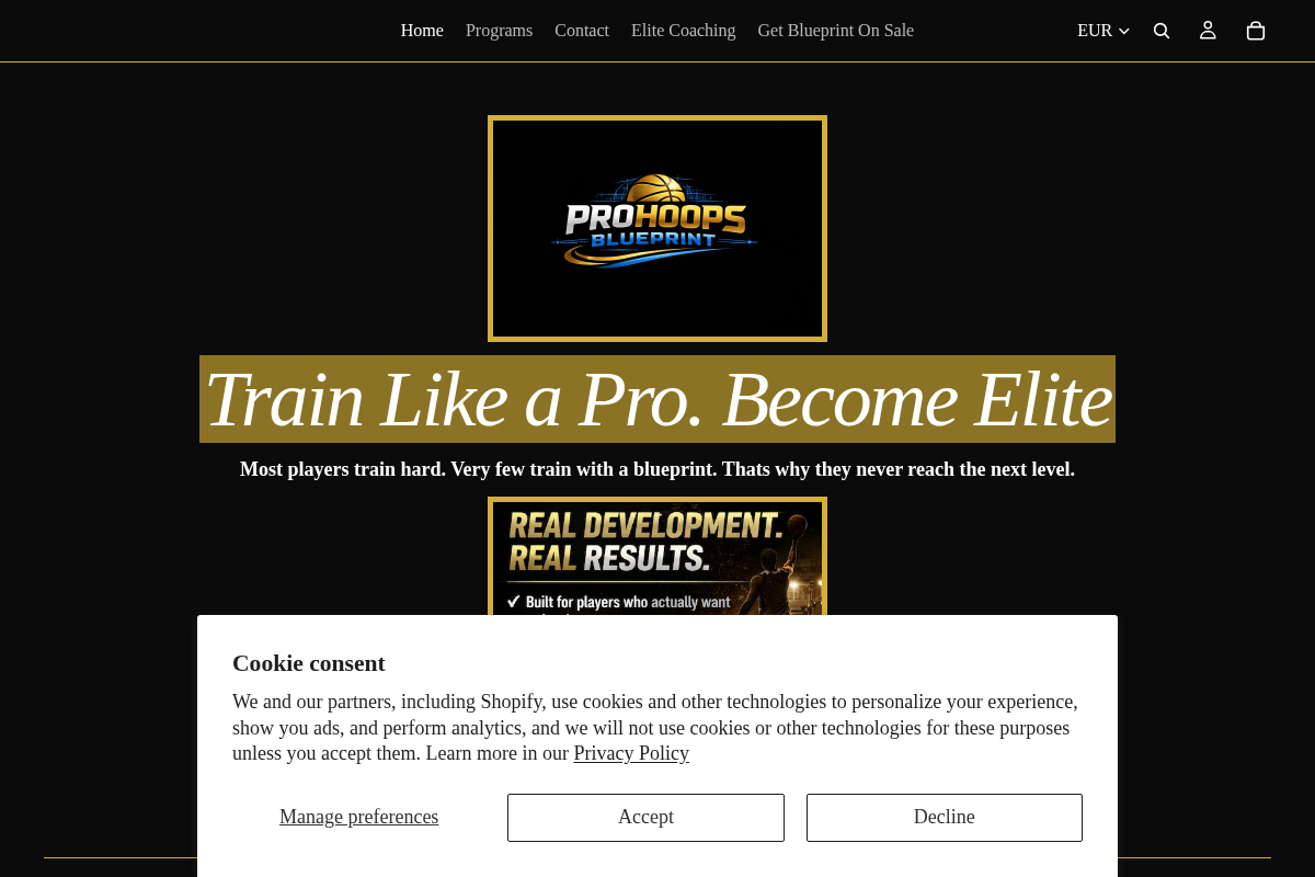 Screenshot of Pro Hoops Blueprint website