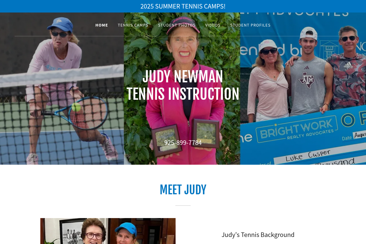 Screenshot of Newman Tennis website