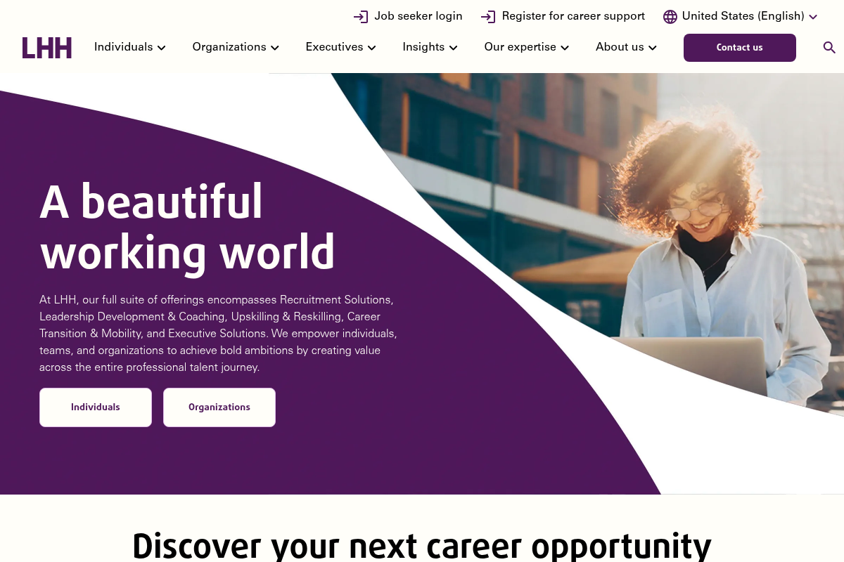 Screenshot of LHH website