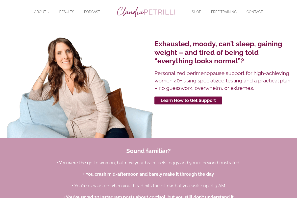 Screenshot of The Perimenopause Method website