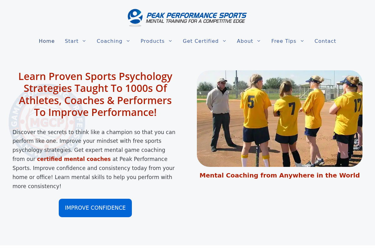 Screenshot of Peak Performance Sports website
