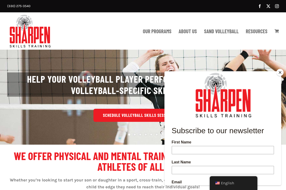 Screenshot of Sharpen Skills Training website