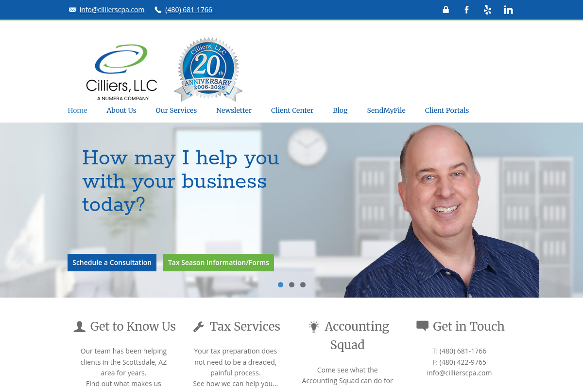 Screenshot of Cilliers CPA website