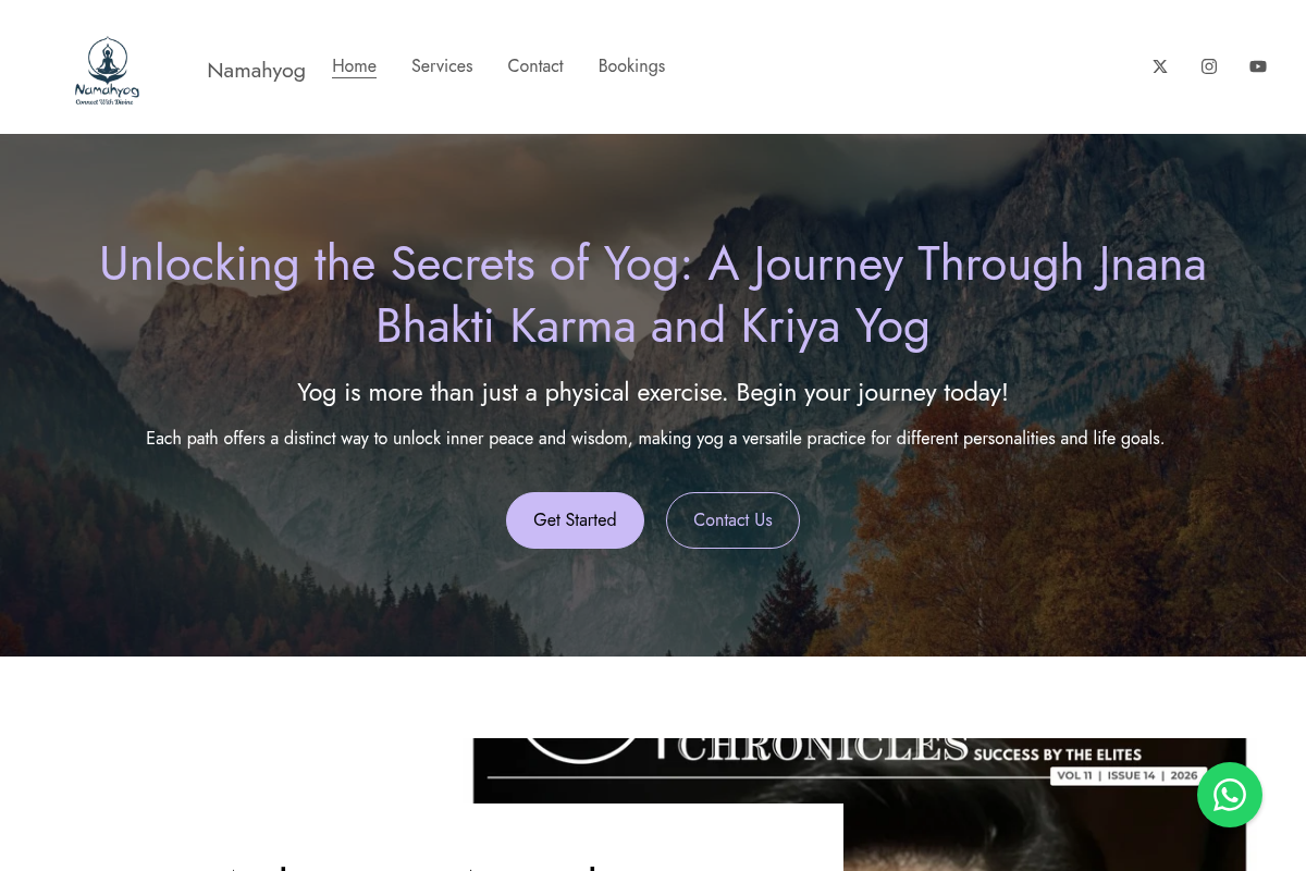 Screenshot of Namah Yog website