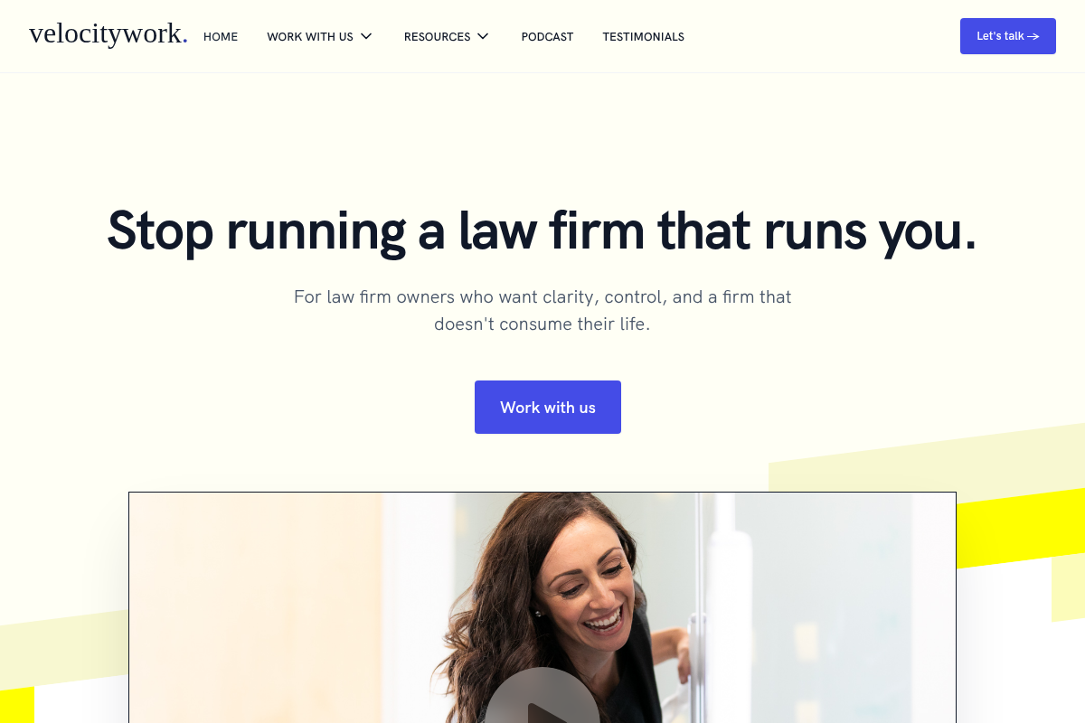 Screenshot of Velocity Work website