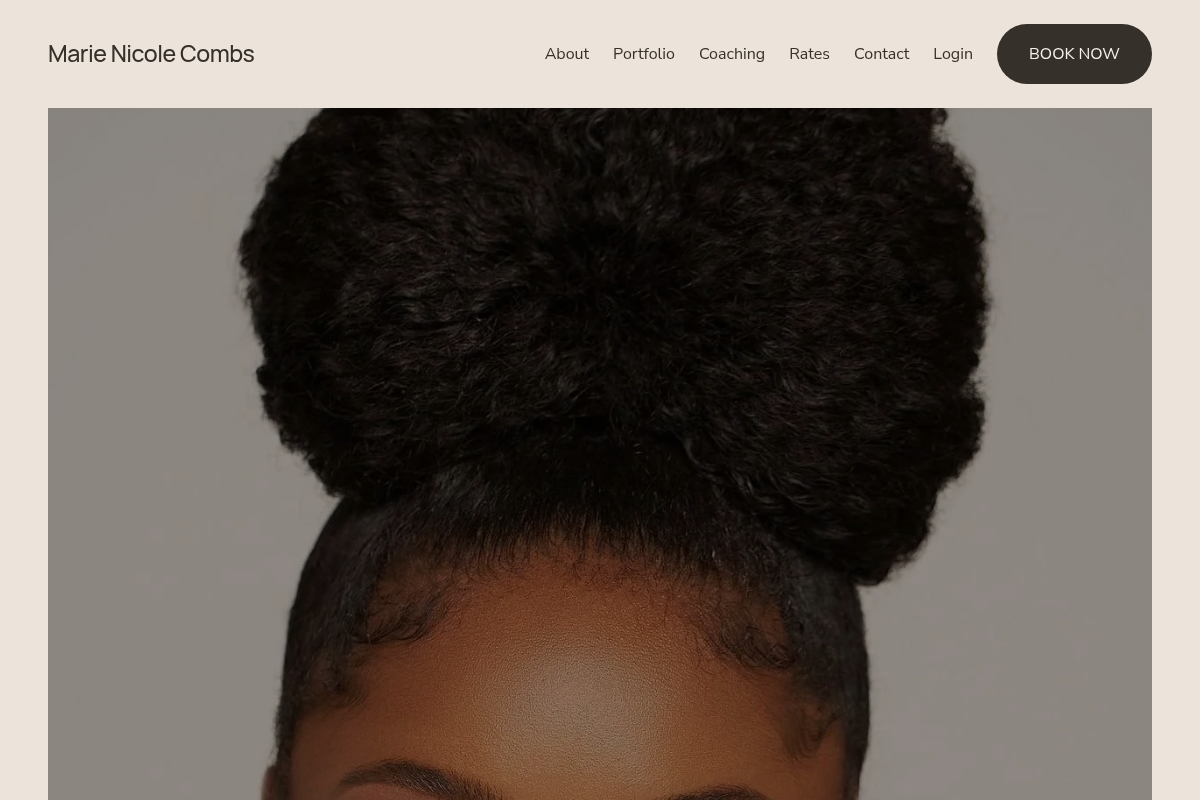 Screenshot of Marie Nicole Combs website