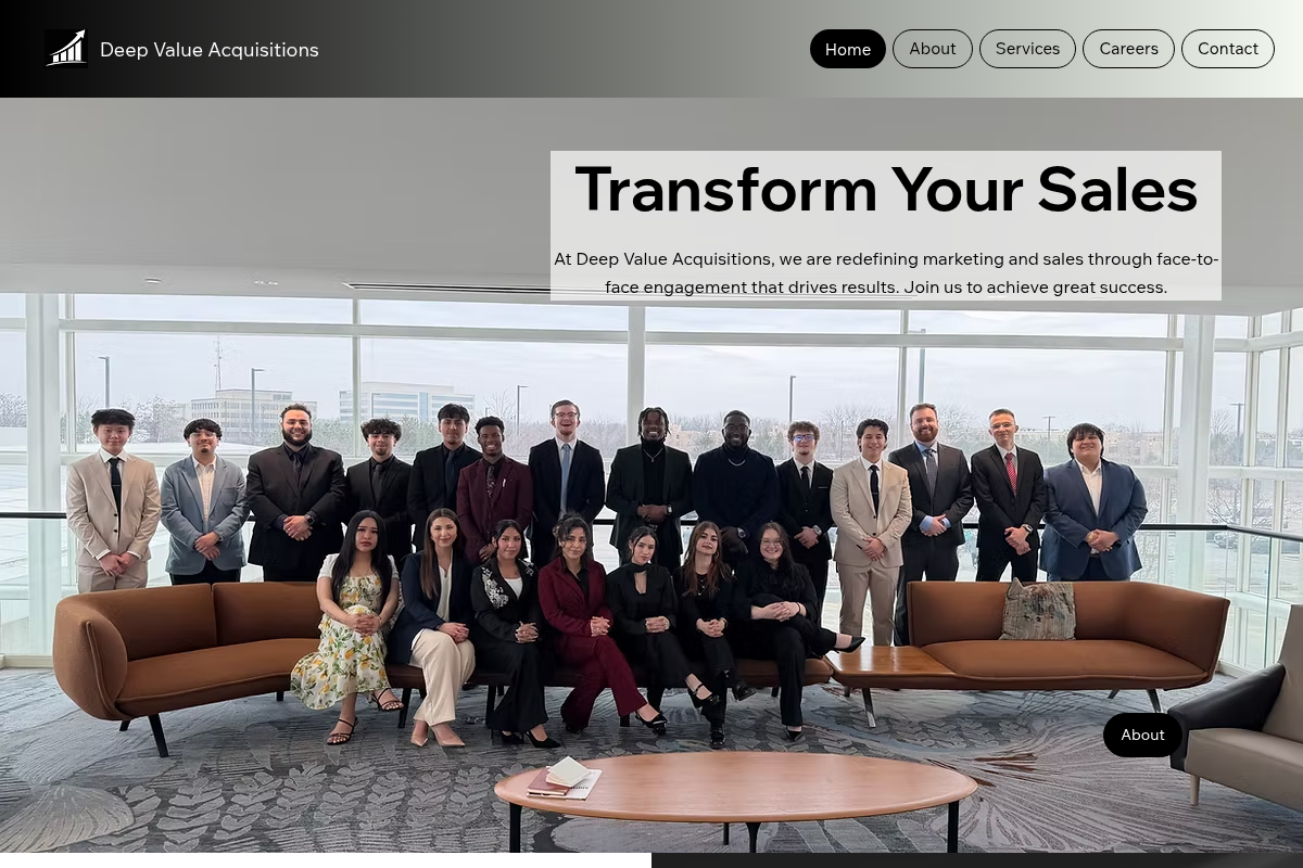 Screenshot of Deep Value Acquisitions website