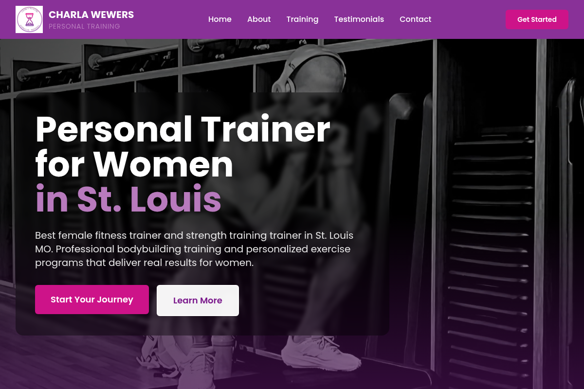 Screenshot of Charla Wewers Personal Training website