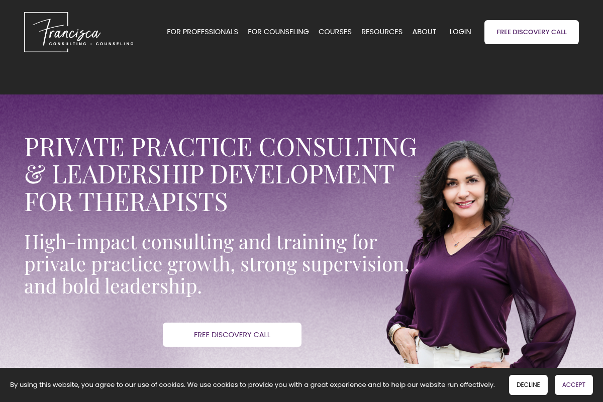 Screenshot of Francisca Mix Consulting website