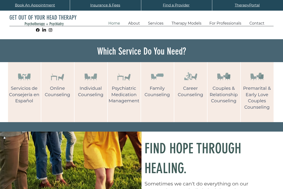 Screenshot of Get Out of Your Head Therapy website