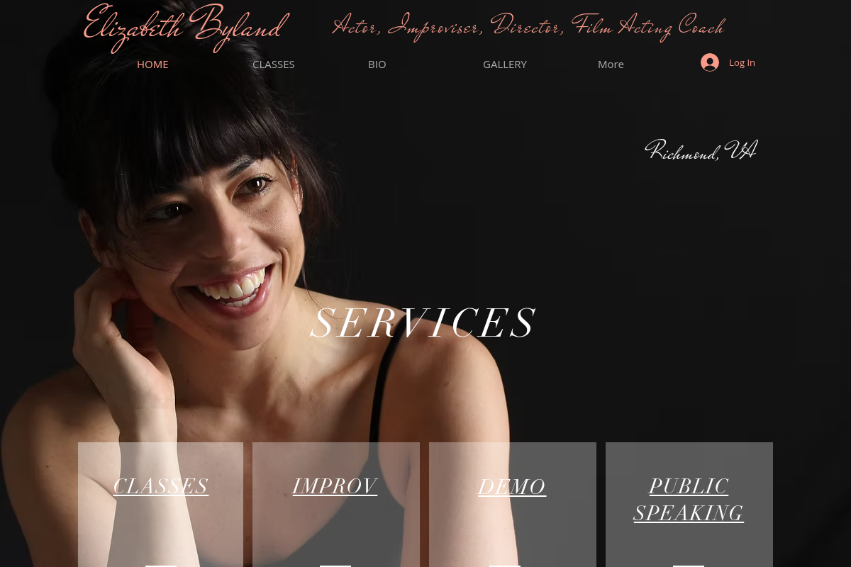 Screenshot of Elizabeth Byland Acting website