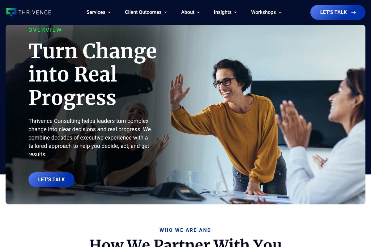 Screenshot of Thrivence website
