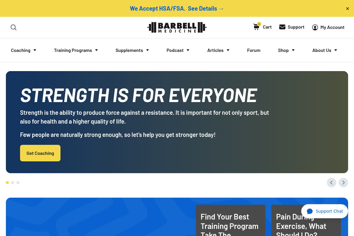 Screenshot of Barbell Medicine website