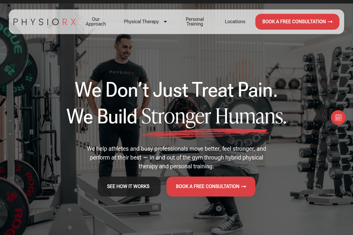 Screenshot of PhysioRX website