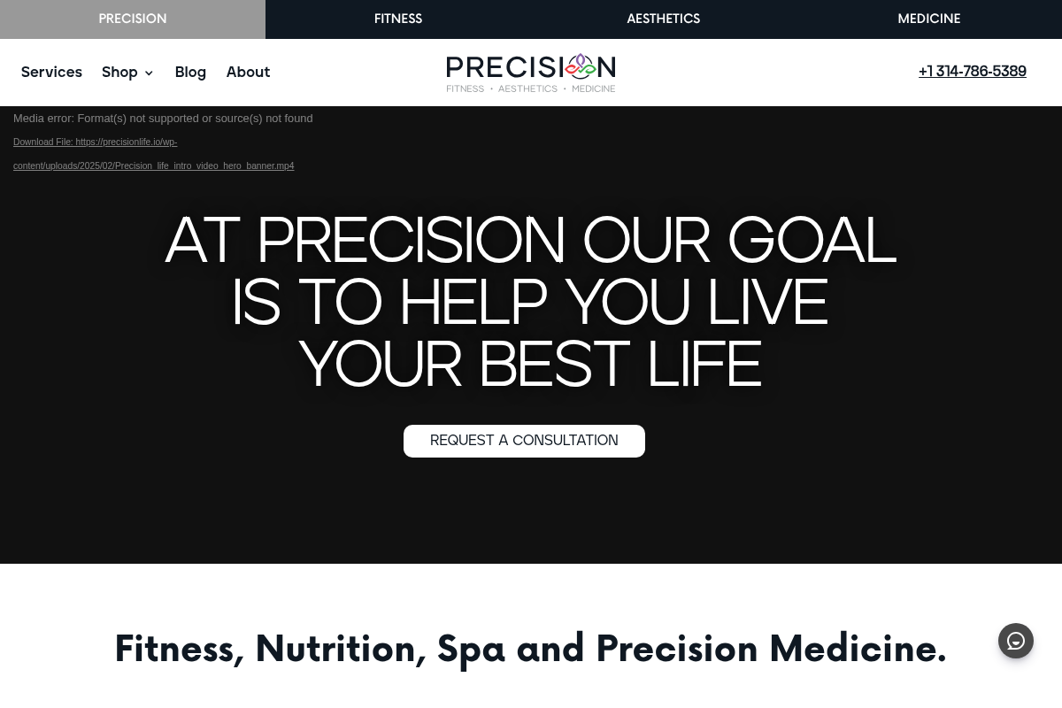 Screenshot of Precision Fitness website
