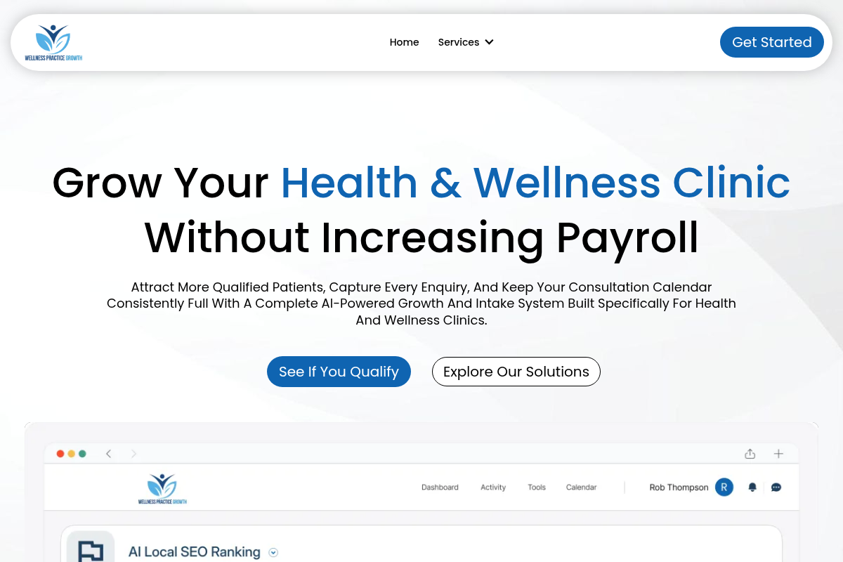 Screenshot of Wellness Practice Growth website