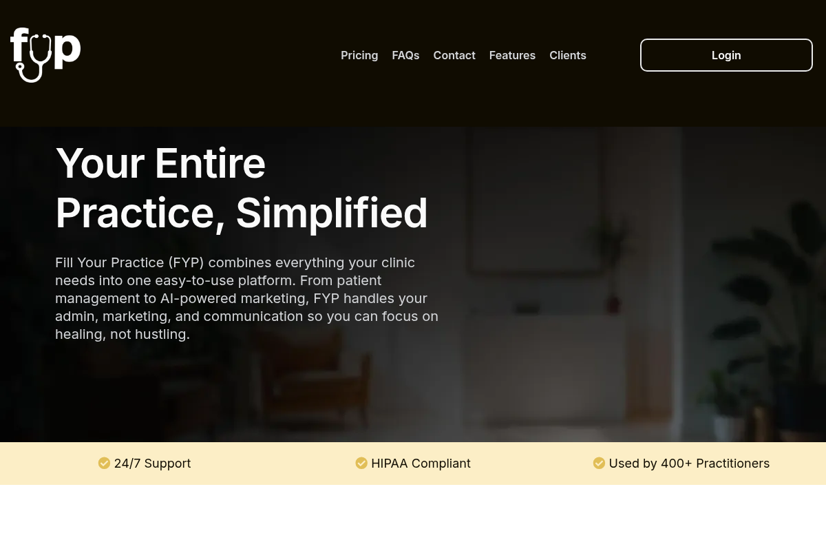 Screenshot of Fill Your Practice website