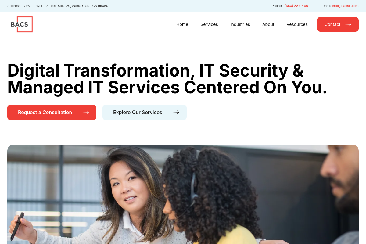 Screenshot of BACS Consulting Group website