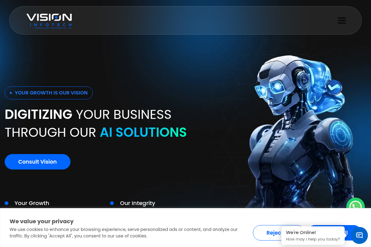 Screenshot of Vision Infotech website