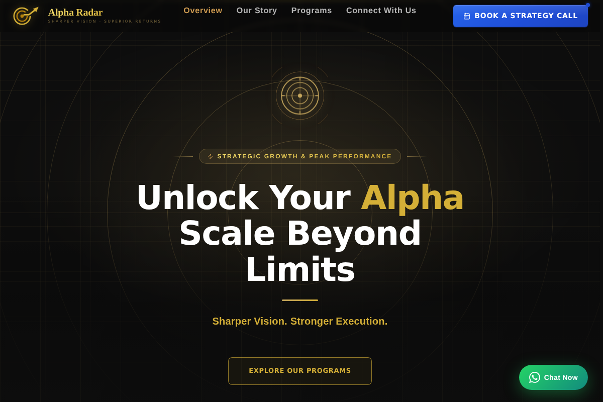 Screenshot of Alpha Radar website