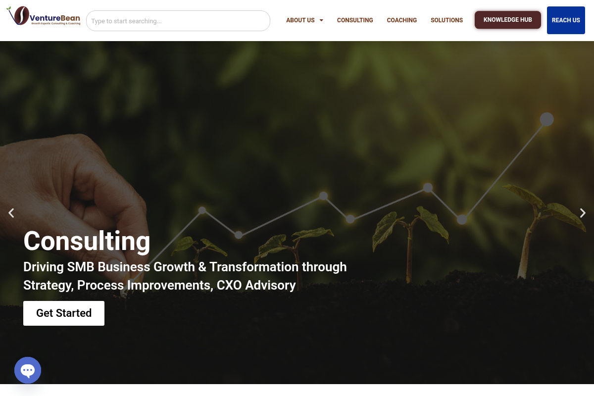 Screenshot of VentureBean website