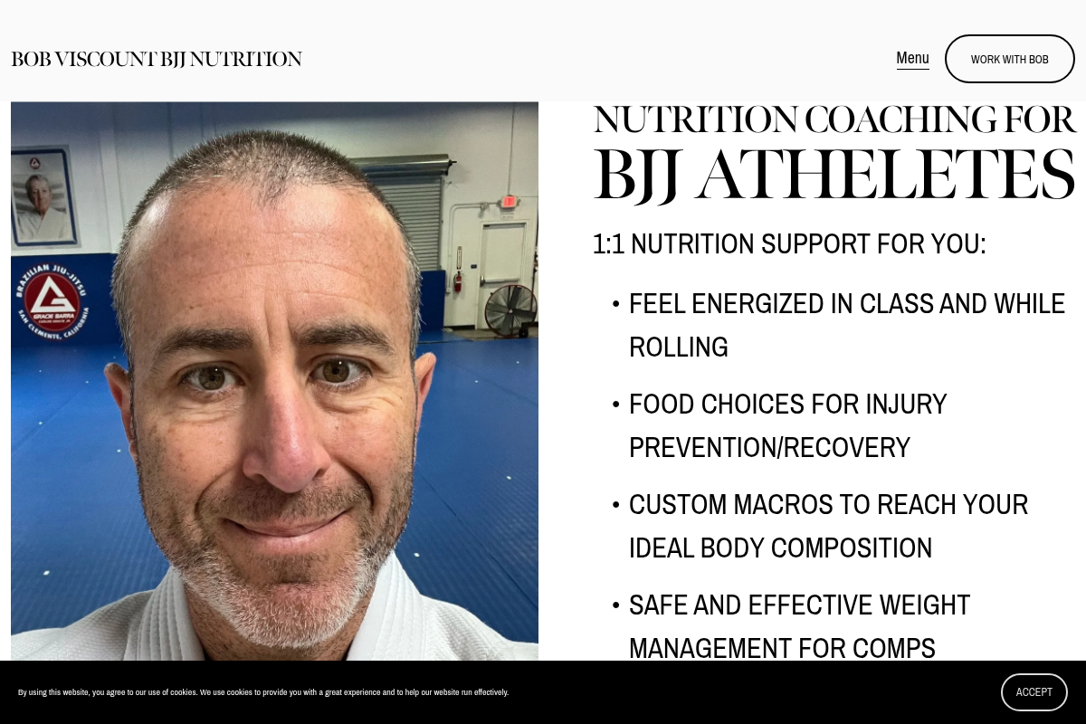 Screenshot of Bob Viscount BJJ Nutrition website