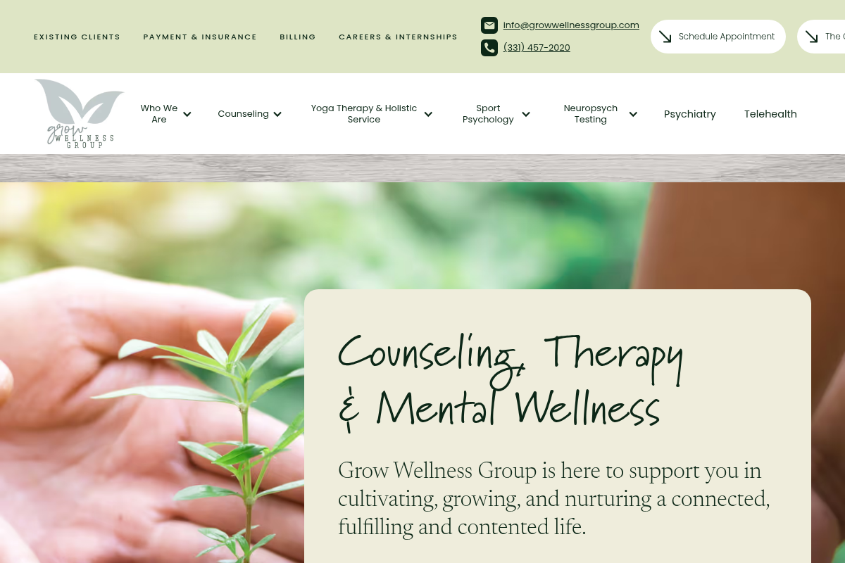 Screenshot of Grow Wellness Group website