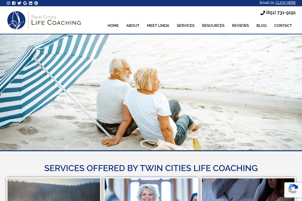 Screenshot of Twin Cities Life Coaching website
