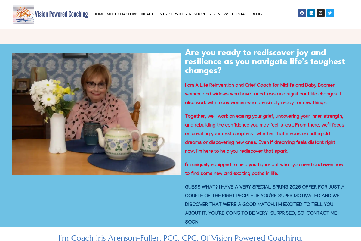 Screenshot of Vision Powered Coaching website